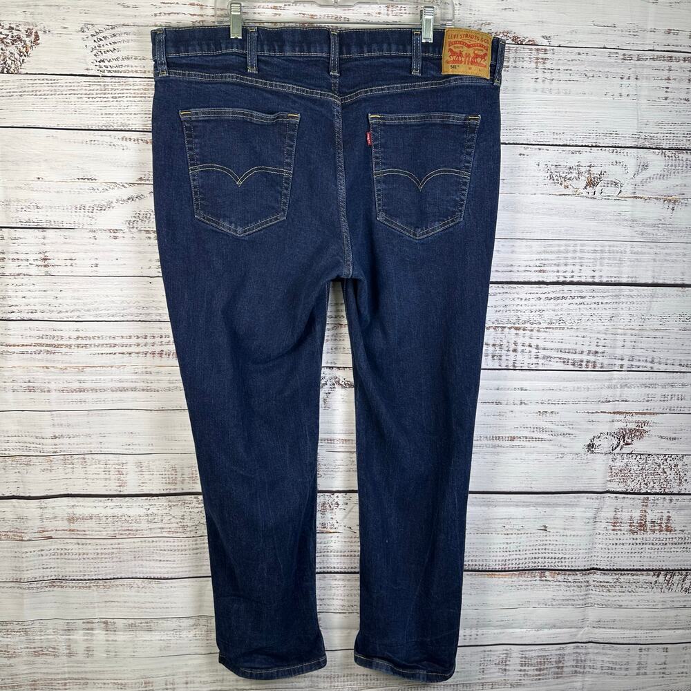 Mens Levis 541 Dark Wash Blue Denim Jeans Straight Leg 44x32 FITS 42x30